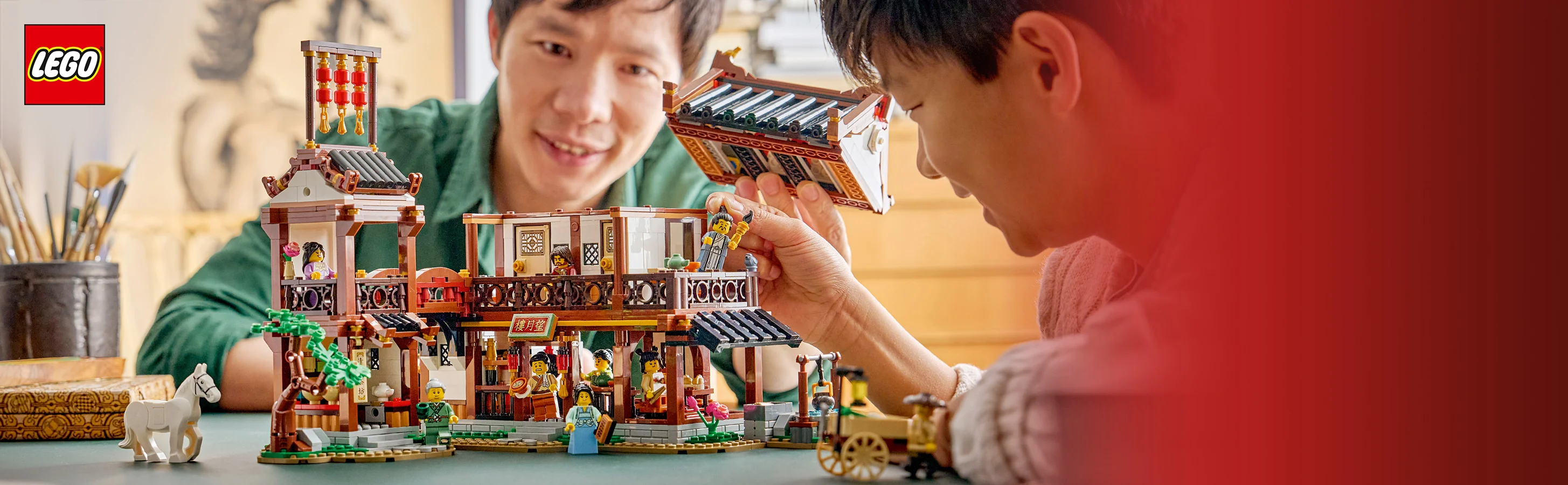 Gebouwd met lego blokken.